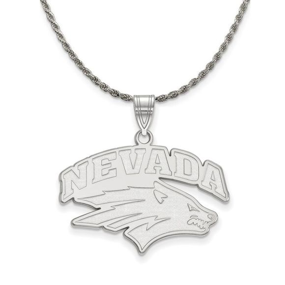 Sterling Silver U. of Nevada Large Logo Pendant Necklace - 20 Inch - Picture 1 of 7